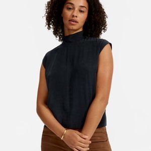 NWT Everlane The Clean Silk Tie Neck Blouse 0